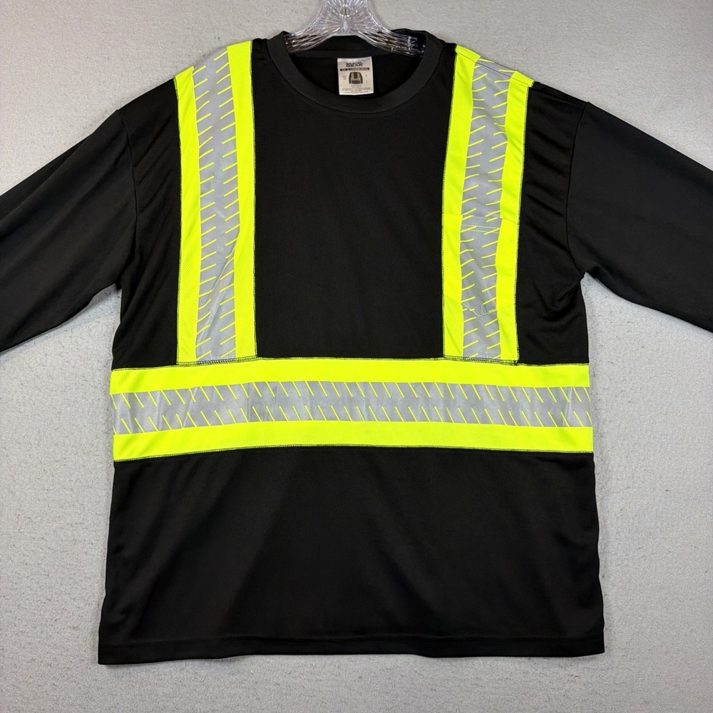 Gravel Gear Men's Class 1 High Visibility 2XL Shirt Long Sleeve Black/Neon